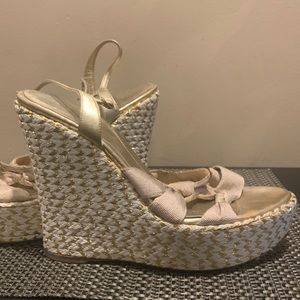 Sergio Rossi gold ribbon platforms